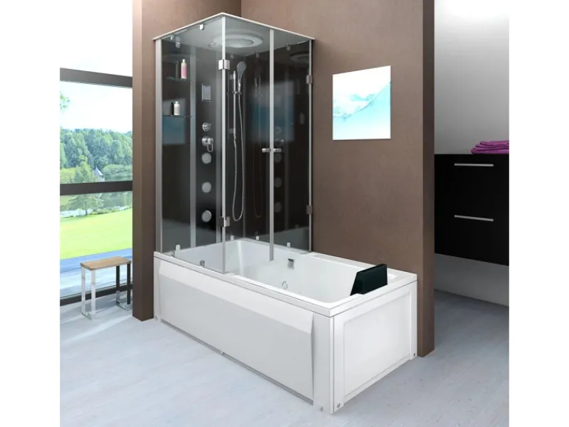 Discount AcquaVapore Dusche Wanne Kombination K05-R31-EC Duschkabine 90x180