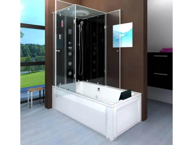 Discount AcquaVapore Dusche Wanne Kombination K05-R31-EC Duschkabine 90x180