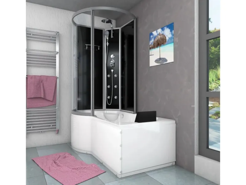 AcquaVapore Einhebelmischer<Kombination Badewanne Dusche K50-R30 Duschtempel 100x170