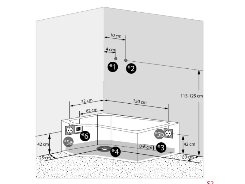 AcquaVapore Einhebelmischer<Kombination Badewanne Dusche K50-R30 Duschtempel 100x170