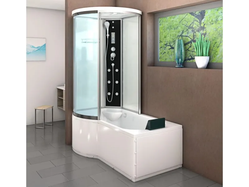 AcquaVapore Einhebelmischer<Kombination Badewanne Dusche K55-R01 Duschtempel 100x170