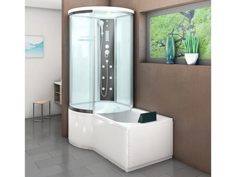 AcquaVapore Einhebelmischer<Kombination Badewanne Dusche K55-R01 Duschtempel 100x170