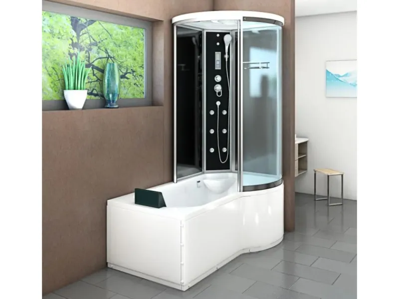 AcquaVapore Einhebelmischer<Kombination Badewanne Dusche K55-L31-EC Duschtempel 170x100