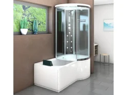AcquaVapore Einhebelmischer<Kombination Badewanne Dusche K55-L31-EC Duschtempel 170x100