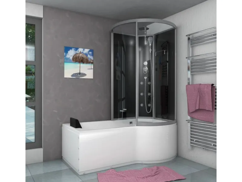 AcquaVapore Einhebelmischer<Kombination Badewanne Dusche K50-L30-EC Duschtempel 170x100
