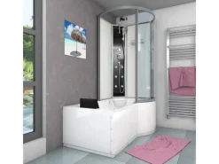 AcquaVapore Kombination Badewanne Dusche K50-L00-EC Duschtempel 170x100< Einhebelmischer