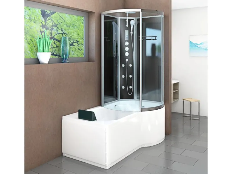AcquaVapore Einhebelmischer<Kombination Badewanne Dusche K50-L33 Duschtempel 170x100