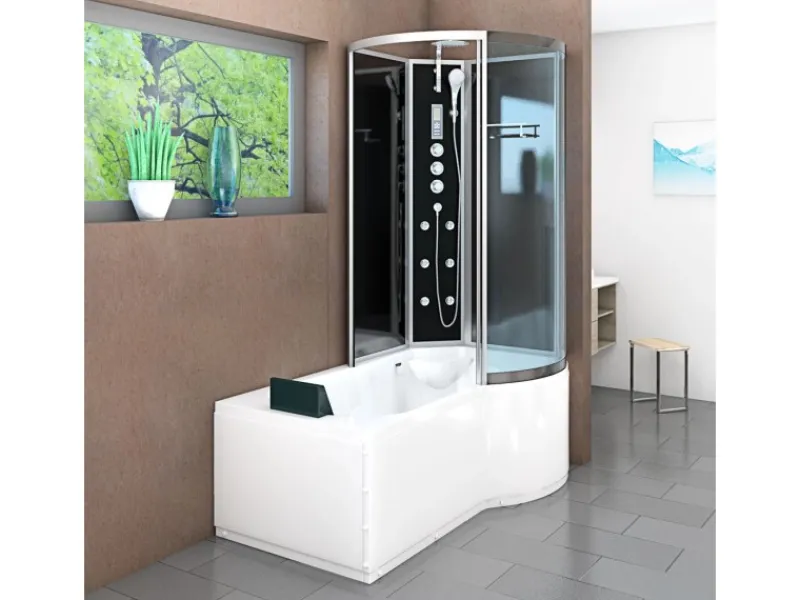 AcquaVapore Einhebelmischer<Kombination Badewanne Dusche K50-L33 Duschtempel 170x100