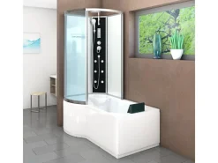AcquaVapore Kombination Badewanne Dusche K50-R01-EC Duschtempel 100x170< Einhebelmischer