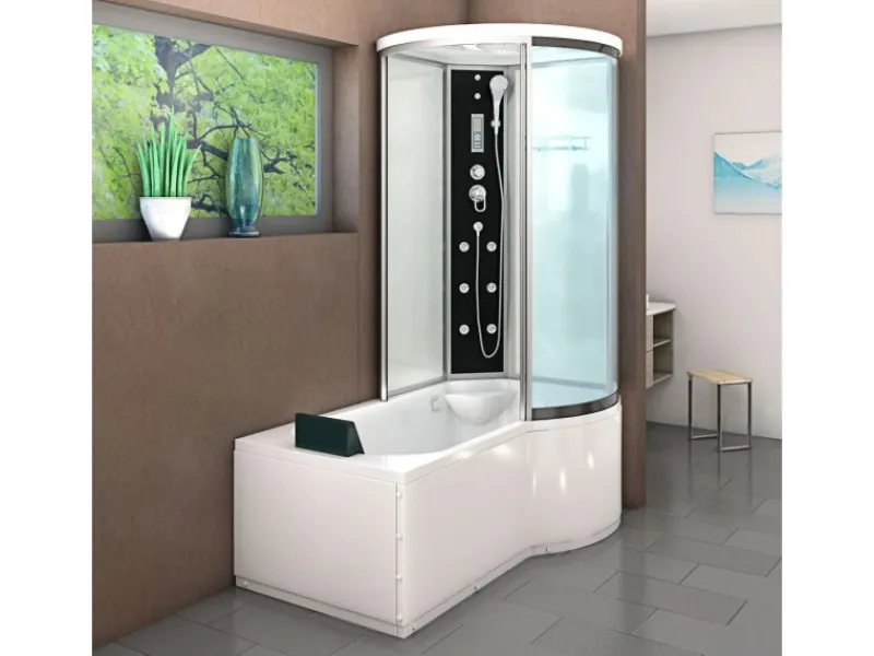 Online AcquaVapore Kombination Badewanne Dusche K55-L01-EC Duschtempel 170x100
