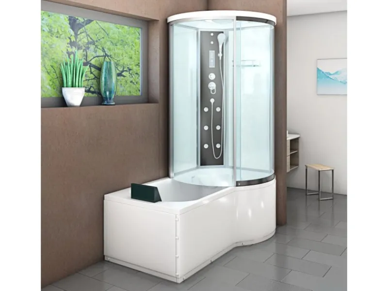 Online AcquaVapore Kombination Badewanne Dusche K55-L01-EC Duschtempel 170x100