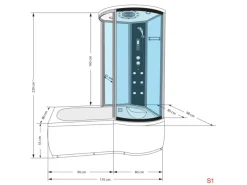 Online AcquaVapore Kombination Badewanne Dusche K55-L01-EC Duschtempel 170x100