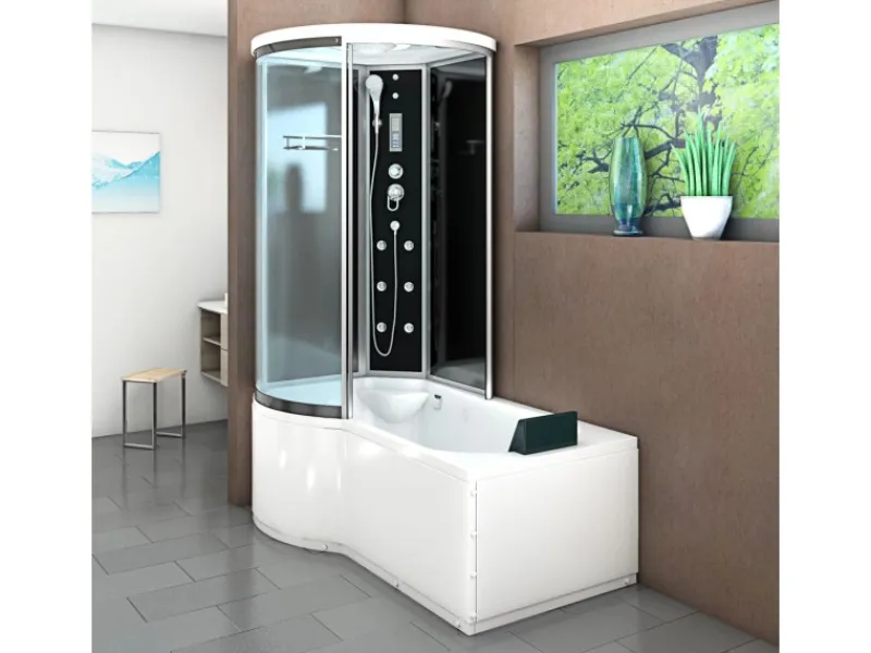 New AcquaVapore Kombination Badewanne Dusche K55-R31 Duschtempel 100x170