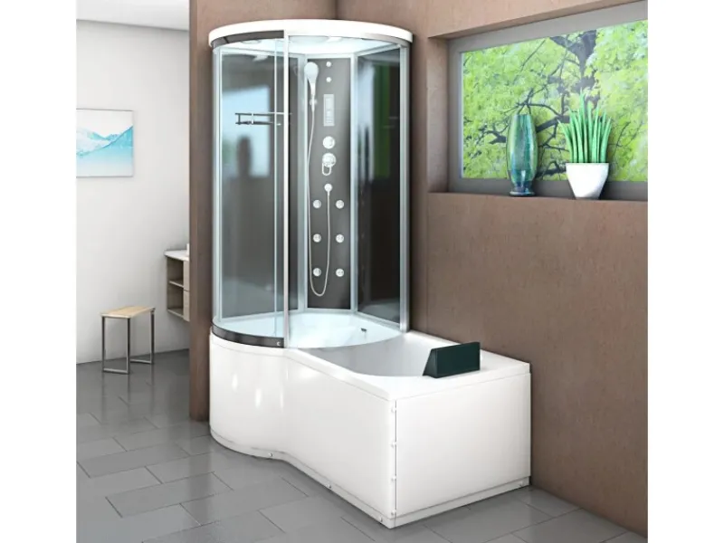 New AcquaVapore Kombination Badewanne Dusche K55-R31 Duschtempel 100x170