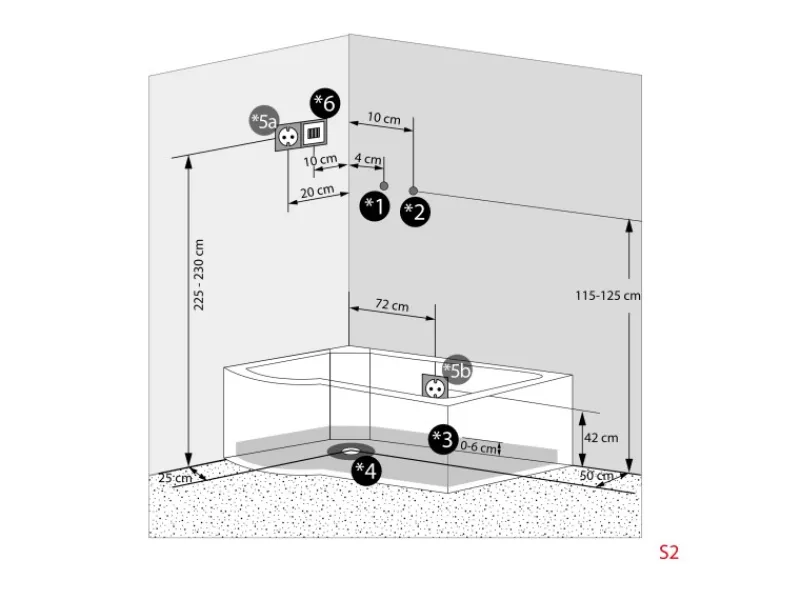 AcquaVapore Einhebelmischer<Kombination Whirlpool Dusche K55-R33-WP-EC Duschkabine Wanne 100x170