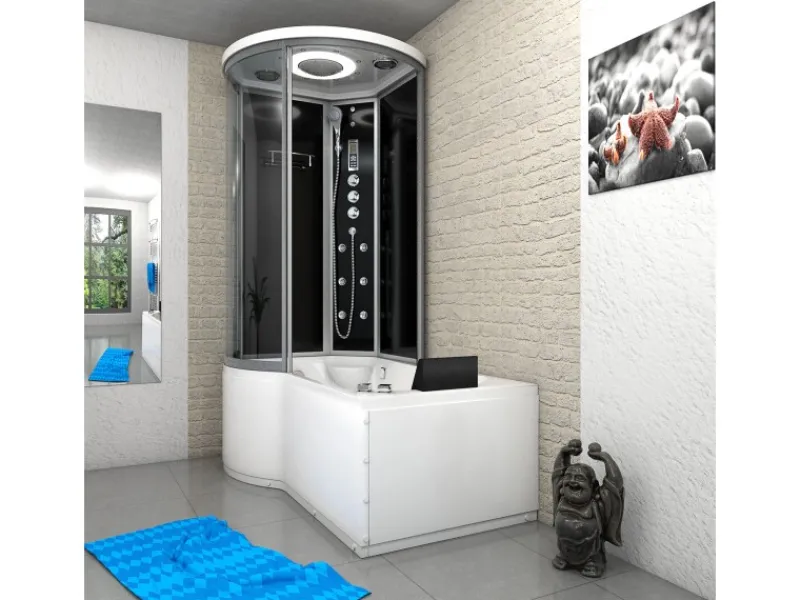 AcquaVapore Einhebelmischer<Kombination Whirlpool Dusche K55-R33-WP-EC Duschkabine Wanne 100x170