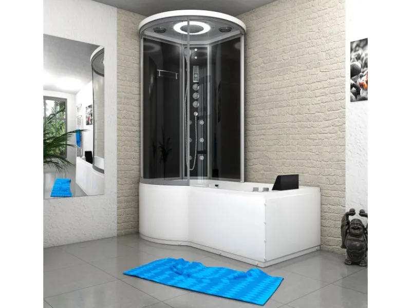 AcquaVapore Einhebelmischer<Kombination Whirlpool Dusche K55-R33-WP-EC Duschkabine Wanne 100x170