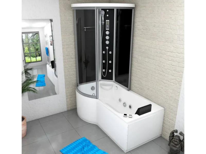 AcquaVapore Einhebelmischer<Kombination Whirlpool Dusche K55-R33-WP-EC Duschkabine Wanne 100x170