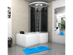 Outlet AcquaVapore Kombination Whirlpool Dusche K55-L33-WP-EC Duschkabine Wanne 170x100