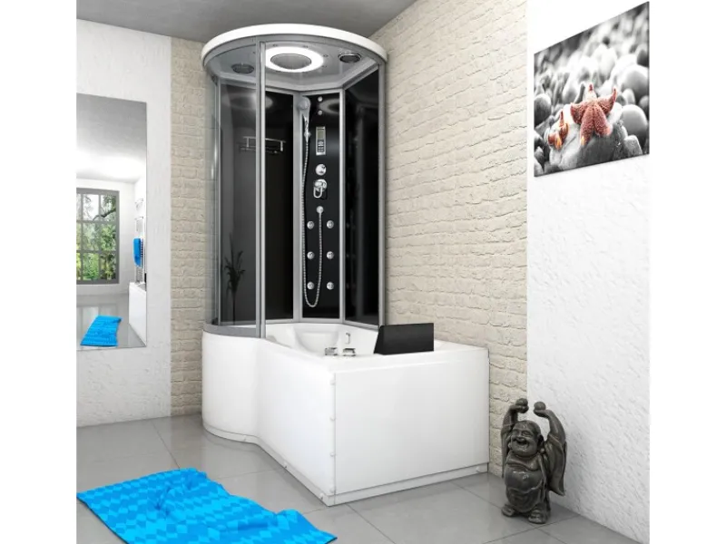 AcquaVapore Kombination Whirlpool Dusche K55-R31-WP Duschkabine Wanne 100x170< Einhebelmischer