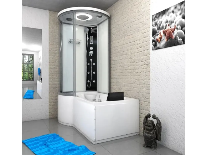 AcquaVapore Einhebelmischer<Kombination Whirlpool Dusche K55-R01-WP-EC Duschkabine Wanne 100x170