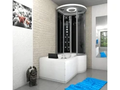 Best AcquaVapore Kombination Whirlpool Dusche K55-L33-WP Duschkabine Wanne 170x100