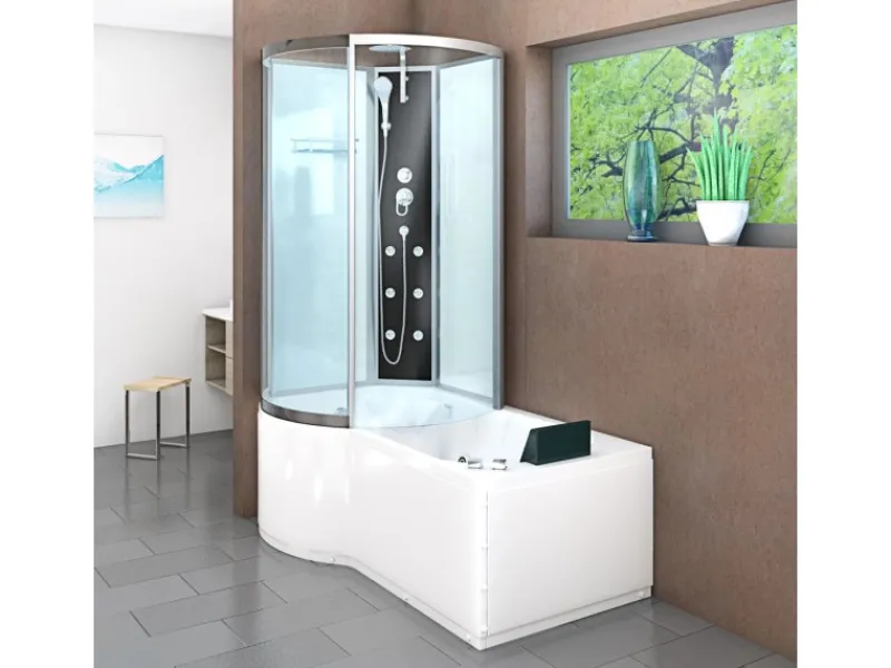 AcquaVapore Einhebelmischer<Kombination Whirlpool Dusche K50-R00-WP Duschkabine Wanne 100x170