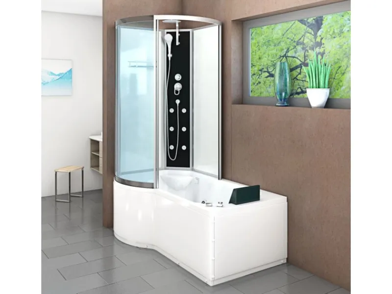 AcquaVapore Einhebelmischer<Kombination Whirlpool Dusche K50-R00-WP Duschkabine Wanne 100x170