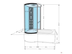 AcquaVapore Kombination Whirlpool Dusche K55-R33-WP Duschkabine Wanne 100x170< Einhebelmischer