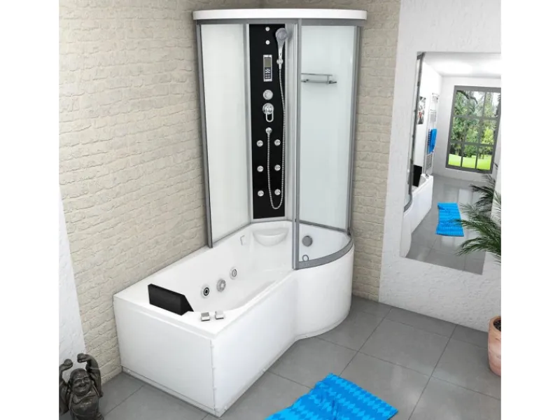 AcquaVapore Kombination Whirlpool Dusche K55-L01-WP Duschkabine Wanne 170x100< Einhebelmischer