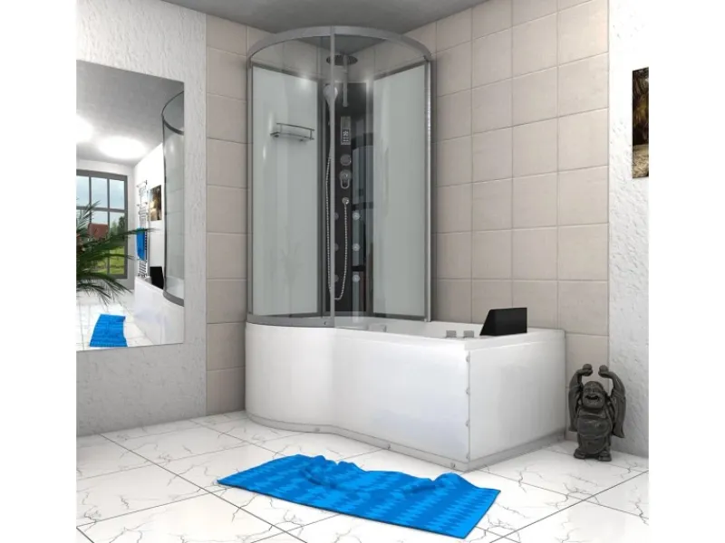 AcquaVapore Einhebelmischer<Kombination Whirlpool Dusche K50-R01-WP-EC Duschkabine Wanne 100x170