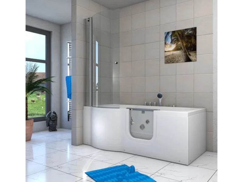 AcquaVapore Seniorendusche und Wanne mit Whirlpool S12D-TH-WP-R-EC Dusche 85x170< Einhebelmischer