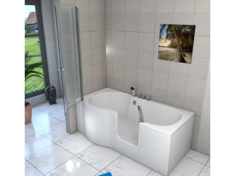 AcquaVapore Seniorendusche und Badewanne mit Tür S12D-TH-R Dusche 85x170< Einhebelmischer