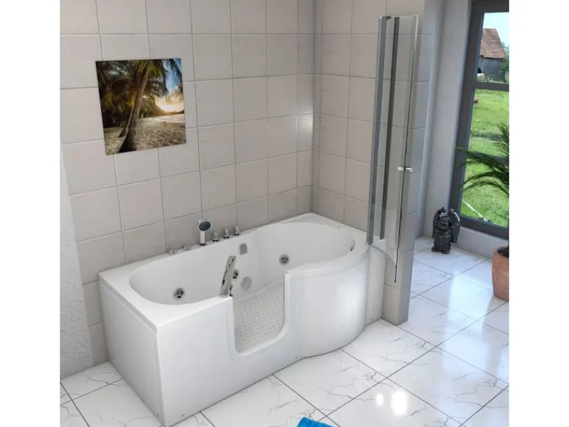 AcquaVapore Seniorendusche und Wanne mit Whirlpool S12D-TH-WP-L-EC Dusche 170x85< Einhebelmischer