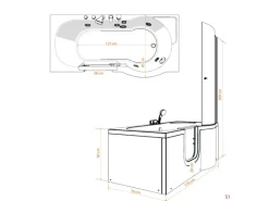 Sale AcquaVapore Seniorendusche und Wanne mit Whirlpool S12D-EH-WP-L Dusche 170x85