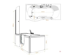 Hot AcquaVapore Seniorendusche und Wanne mit Whirlpool S12D-EH-AIR-R-EC Dusche 85x17