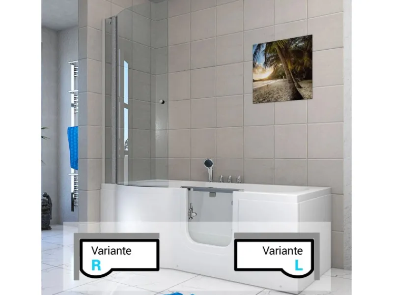 Hot AcquaVapore Seniorendusche und Badewanne mit Tür S12D-L Dusche 170x85