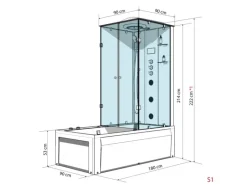 Hot AcquaVapore Whirlpool Dusche Kombination K05-L03-WP Duschtempel 180x90