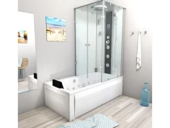AcquaVapore Whirlpool Dusche Kombination K05-L01-WP Duschtempel 180x90< Einhebelmischer