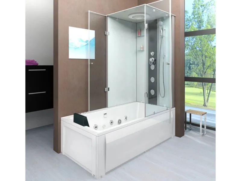 AcquaVapore Einhebelmischer<Whirlpool Dusche Kombination K05-L00-WP-EC Duschtempel 180x90