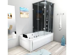 AcquaVapore Einhebelmischer<Whirlpool Dusche Kombination K05-L31-WP-EC Duschtempel 180x90