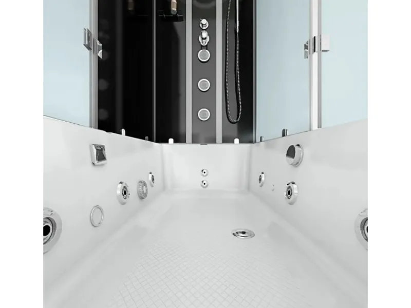 AcquaVapore Einhebelmischer<Whirlpool Dusche Kombination K05-L31-WP-EC Duschtempel 180x90