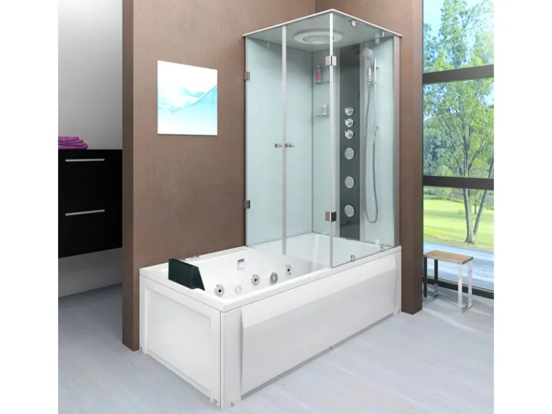 AcquaVapore Whirlpool Dusche Kombination K05-L02-WP-EC Duschtempel 180x90< Einhebelmischer