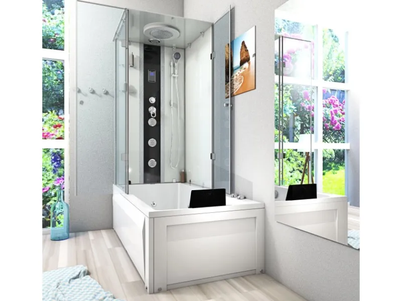 AcquaVapore Einhebelmischer<Whirlpool Dusche Kombination K05-R01-WP Duschtempel 90x180