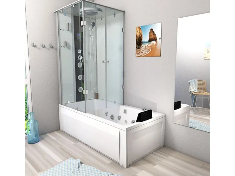 AcquaVapore Einhebelmischer<Whirlpool Dusche Kombination K05-R01-WP Duschtempel 90x180