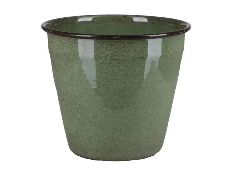 A.H.G. Metall-Topf mit Ablaufstopfen Ø 17 cm cm x 14 cm Grün< Töpfe