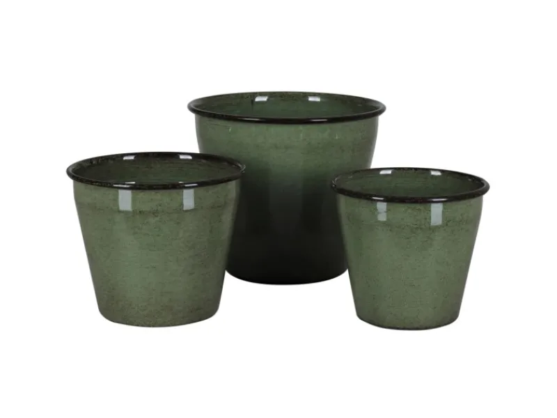 A.H.G. Metall-Topf mit Ablaufstopfen Ø 17 cm cm x 14 cm Grün< Töpfe