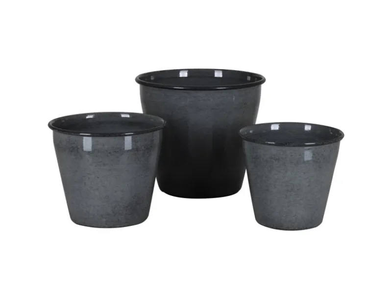 A.H.G. Töpfe<Metall-Topf mit Ablaufstopfen Ø 17 cm cm x 14 cm Anthrazit
