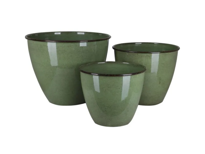 A.H.G. Töpfe<Metall-Topf mit Ablaufstopfen Ø 33 cm cm x 26 cm Grün