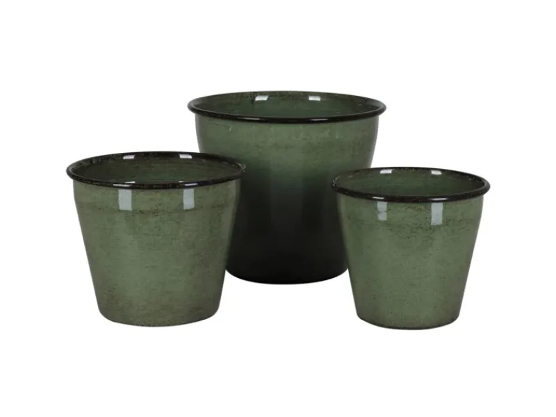 A.H.G. Metall-Topf mit Ablaufstopfen Ø 20,5 cm cm x 18 cm Grün< Töpfe